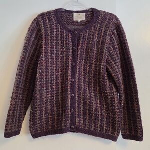 PERUVIAN CONNECTION Multicolor Textured Merino Wool Cardigan Small